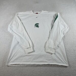 Vintage 90s Nike Michigan State Spartans Long Sleeve Shirt Siz XL Center Swoosh